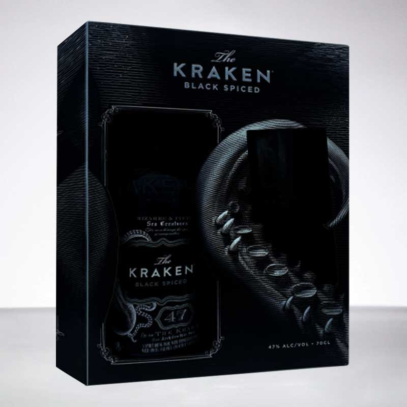 Rhum Kraken coffret Perfect Storm : Black Spiced 47° et verre offert